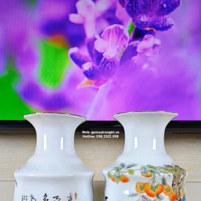 Cặp Bình Sứ Họa Tiết Hỷ Sự Đa Đa - Sản phẩm Bình Cắm Hoa Cao Cấp